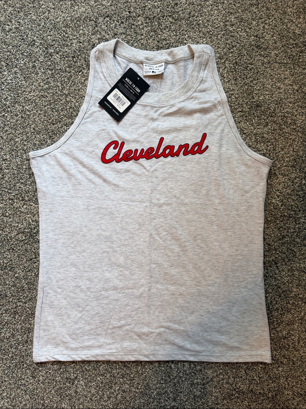 Cleveland Guardians Script Tank Top - Gray with Red Logo